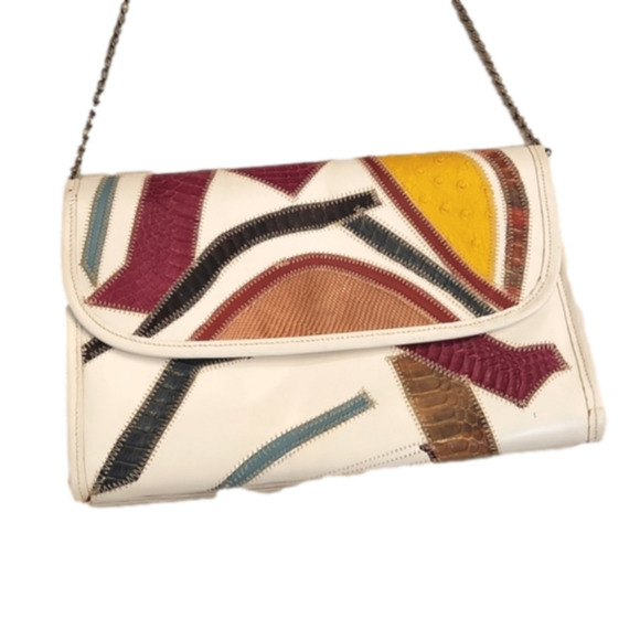 WOMENS Bags by Varon Vintage snakeskin patchwork shoulder bag/clutch. - Picture 1 of 16